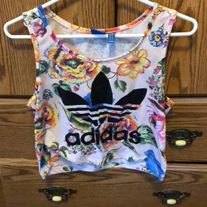 Adidas floral crop tank
